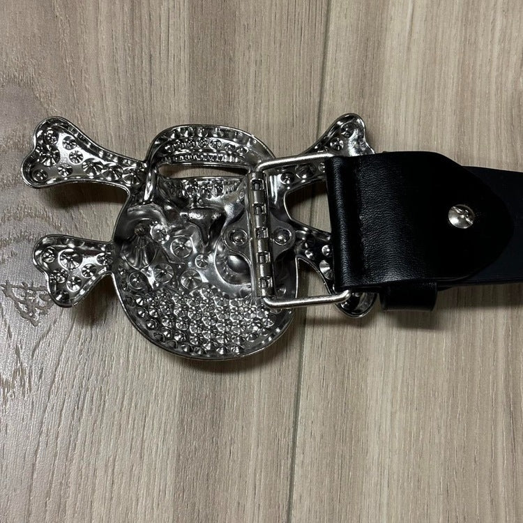 0419 - Shining Studded Skull Buckle Belt - Image 3