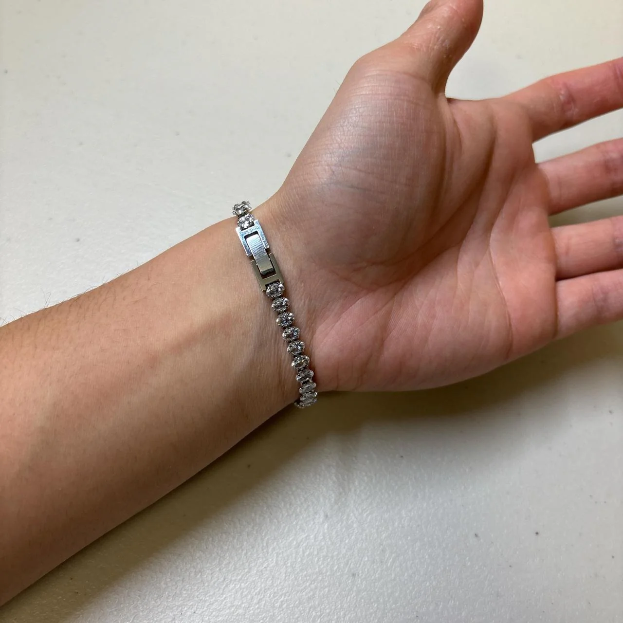 0607 - Stainless Oval Cut Tennis Bracelet - Image 6