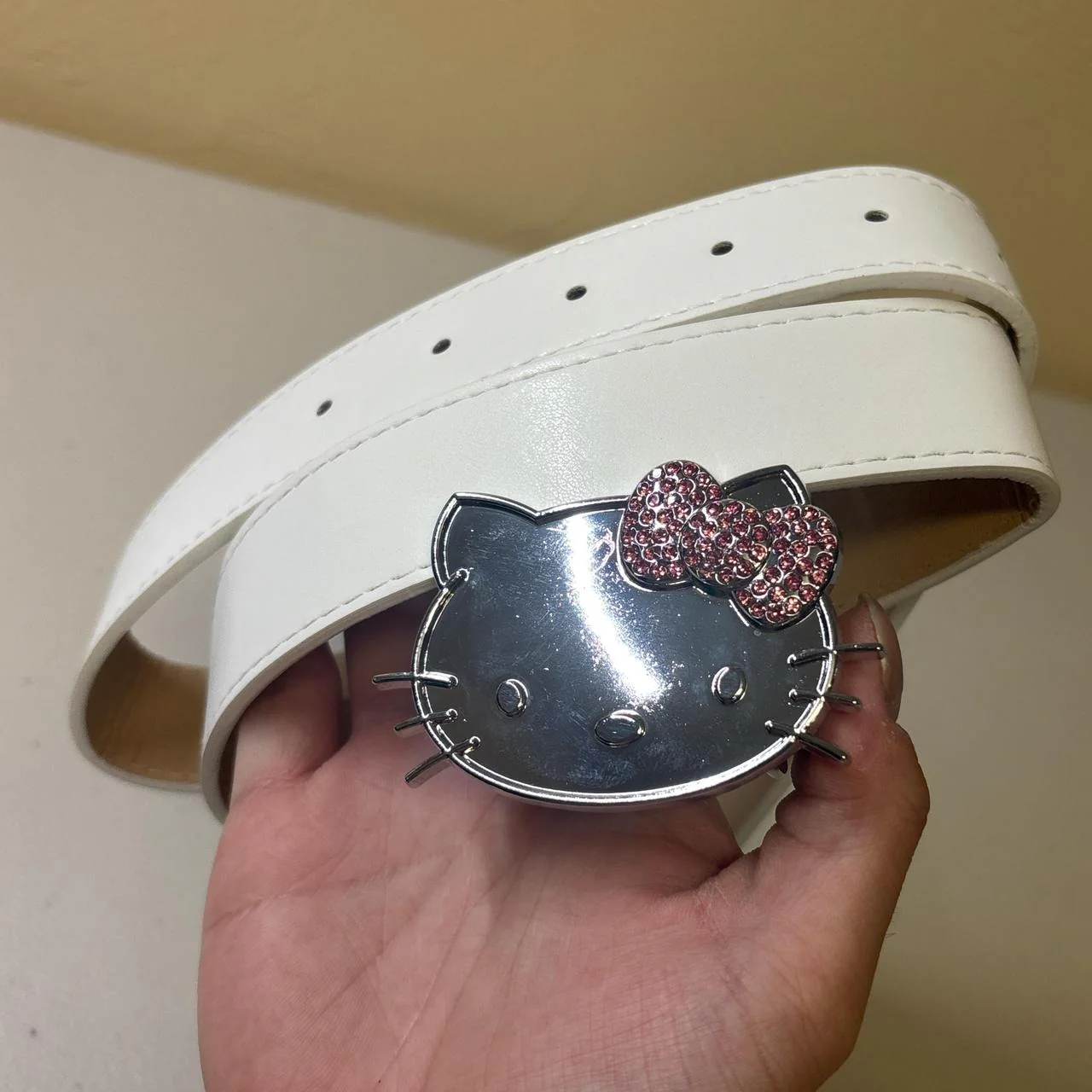 0617 - Rhinestone Hello Kitty Belt (white) - Image 2