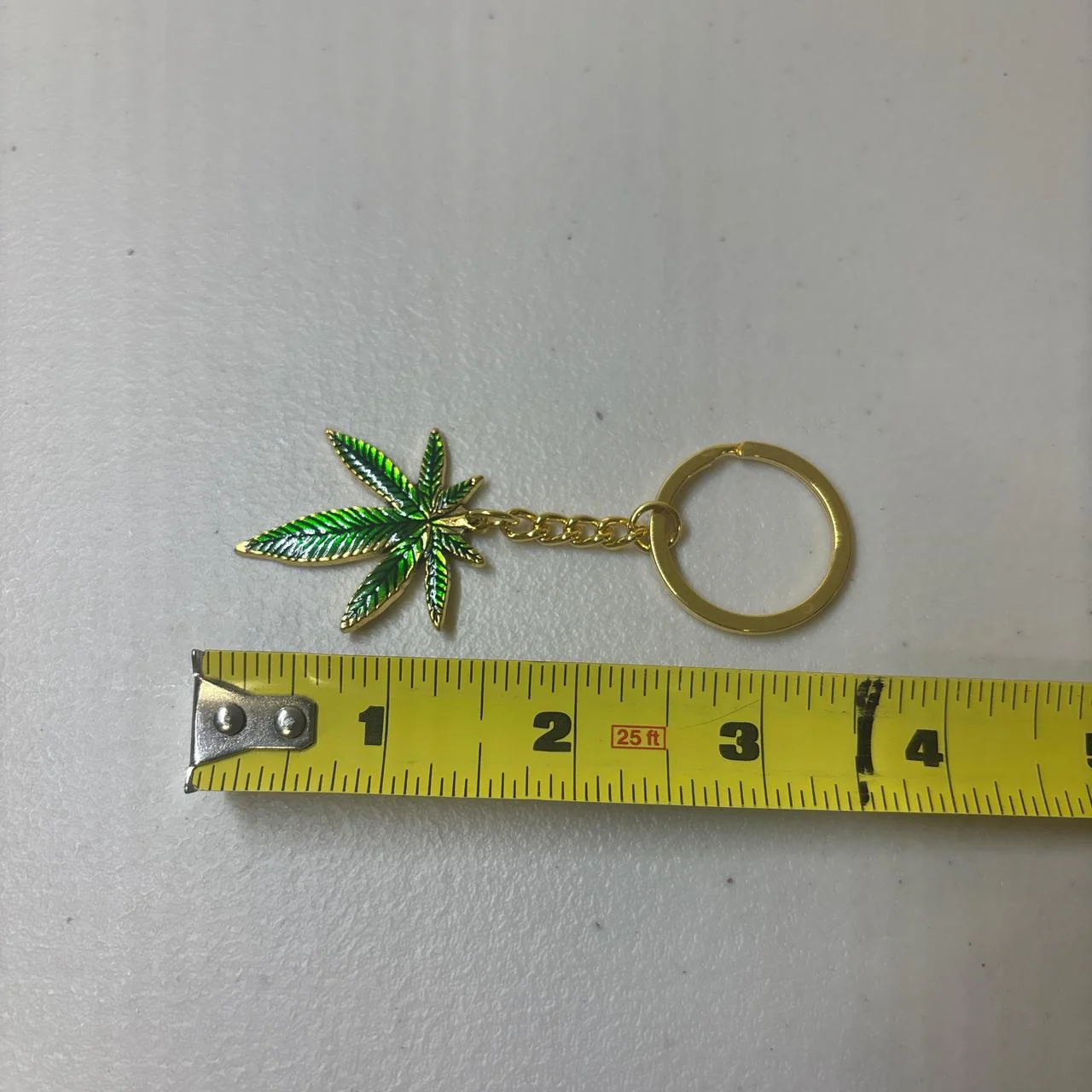 0687 - Green Enamel Weed Keychain - Image 6