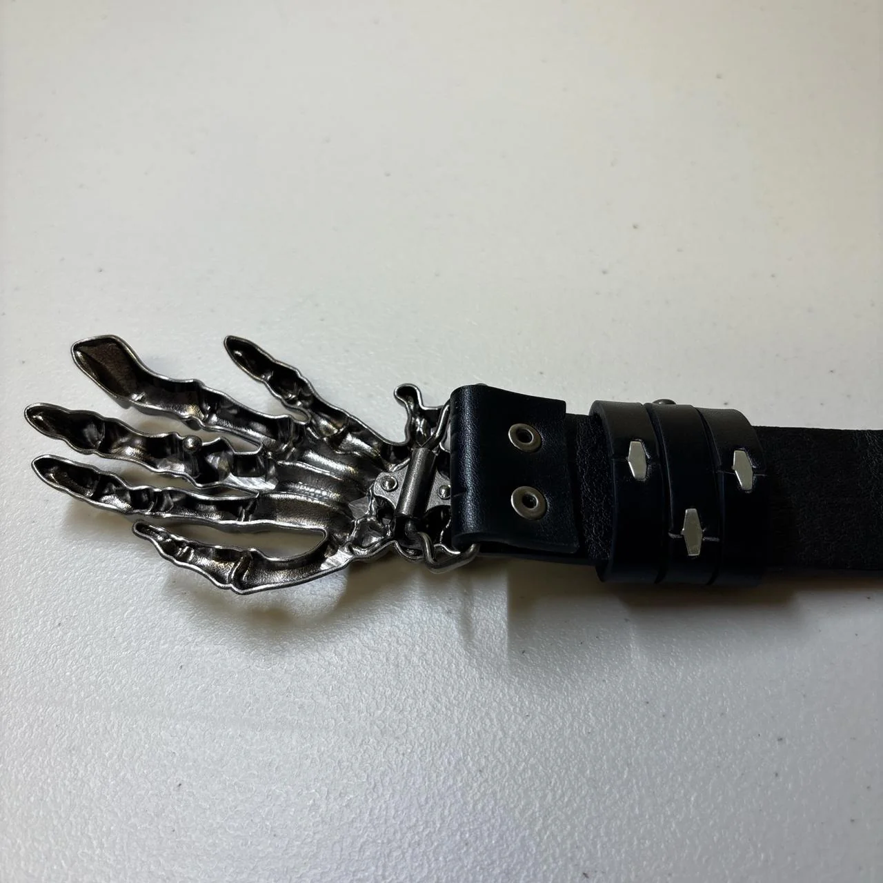 0695 - Skeleton Hand Buckle Studded Belt - Image 4