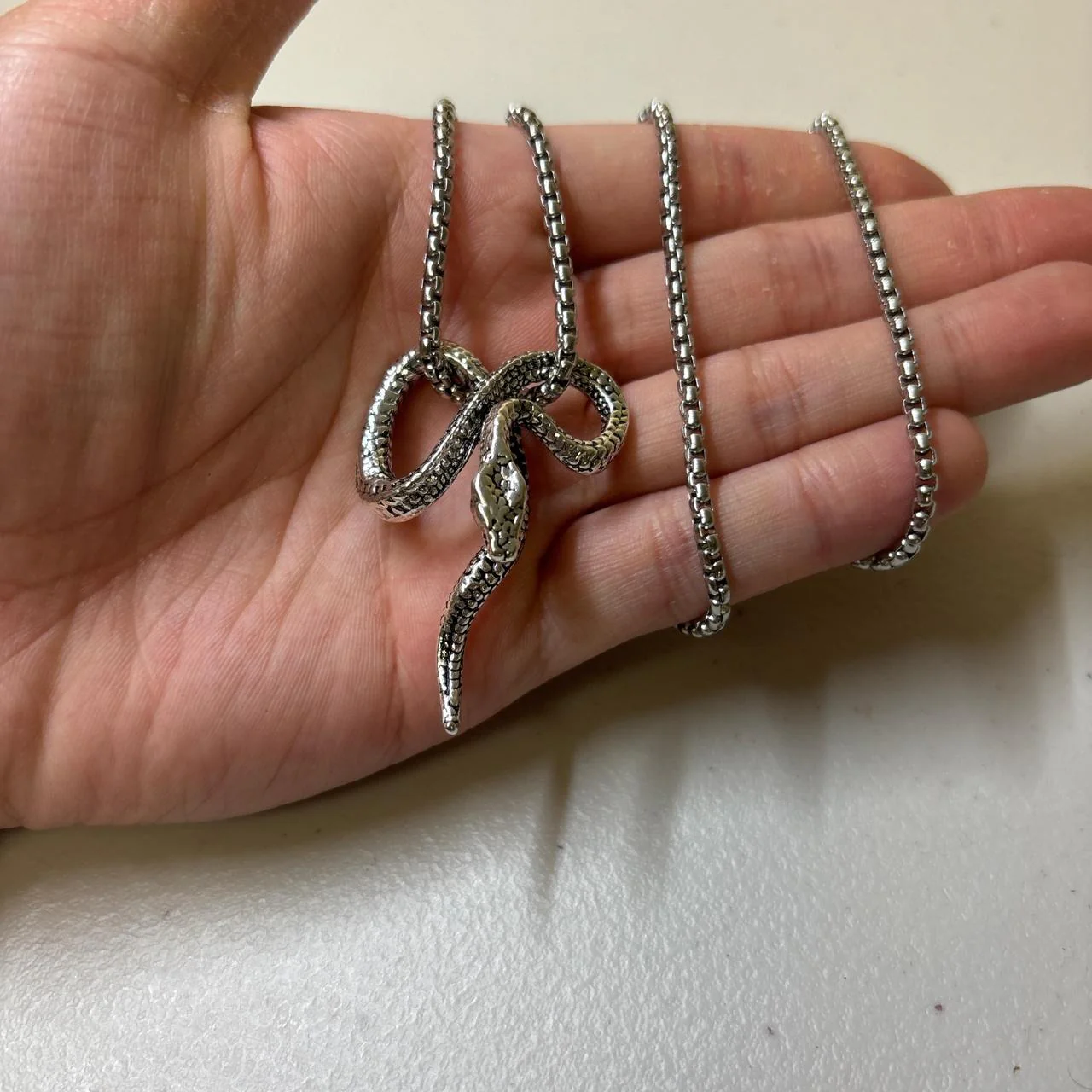 0710 - Silver Snake Serpent Necklace - Image 5