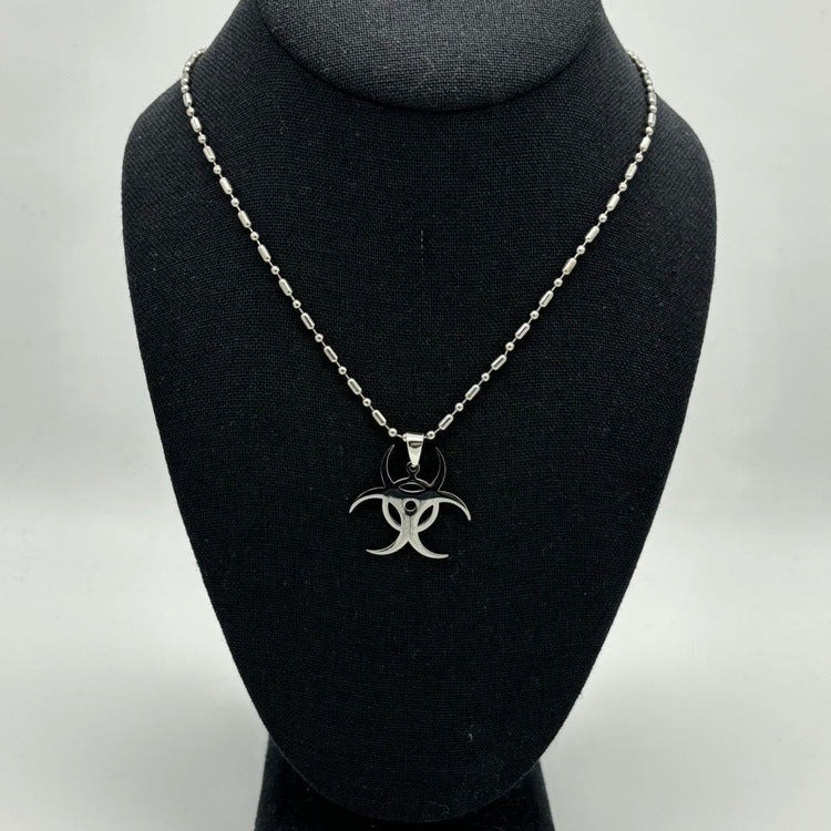 0255 - Silver Biohazard Necklace - Image 4