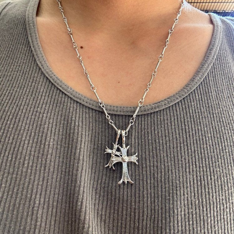 0358 - Double Rhinestone Cross Necklace - Image 4