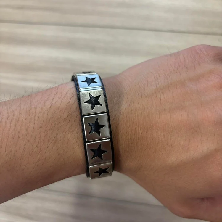 0256 - Star Leather Bracelet (1-row) - Image 3
