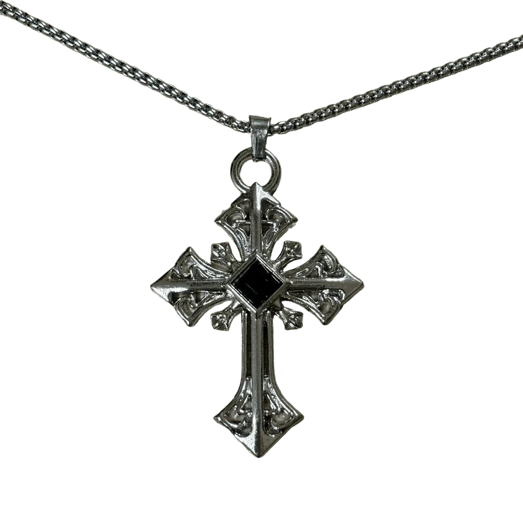 0249 - Black Ore Cross Necklace