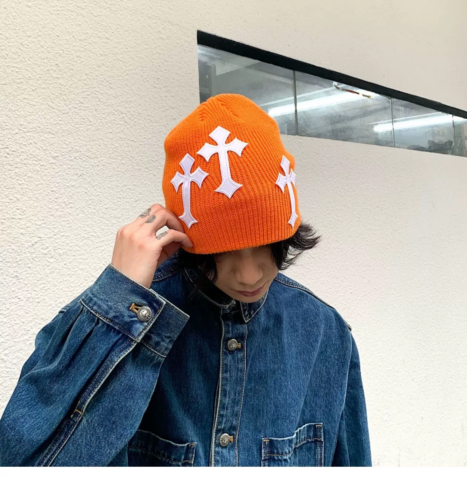 Cross Patch Knitted Beanie - Image 8