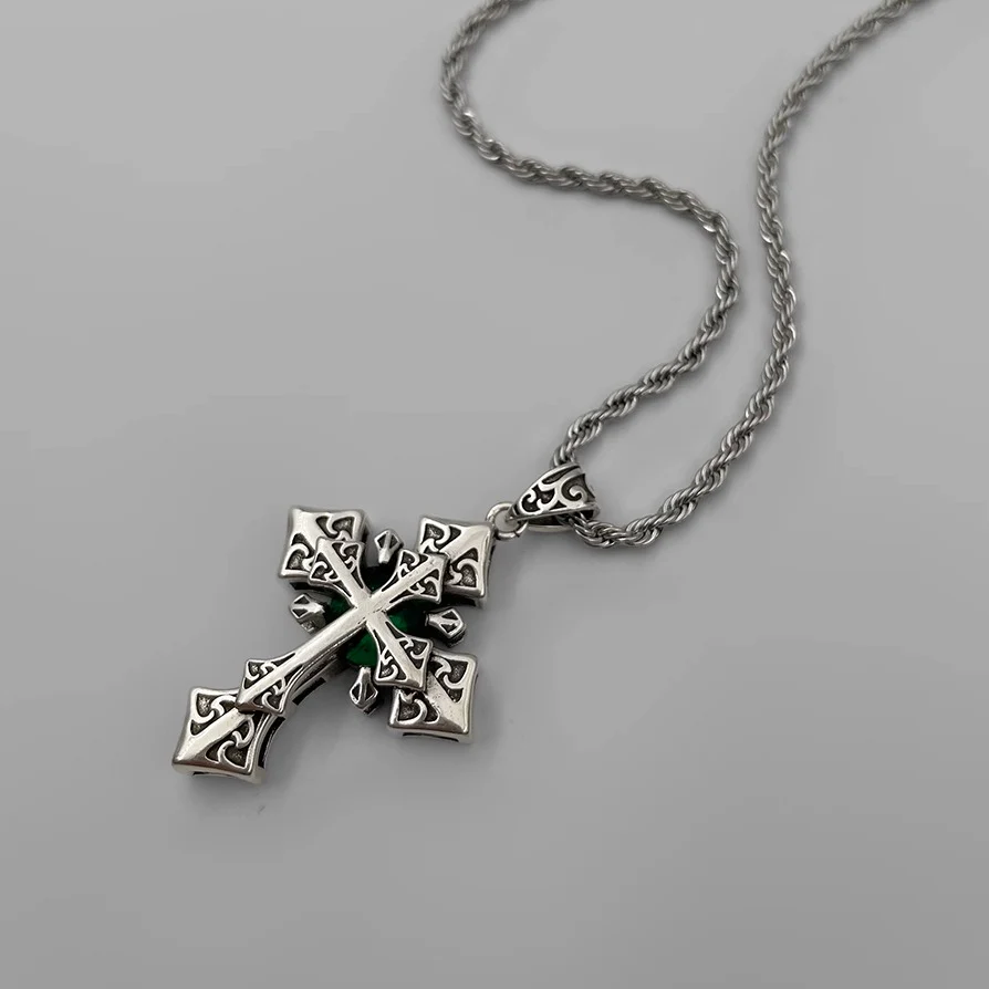 Emerald Core Cross Necklace - Image 3