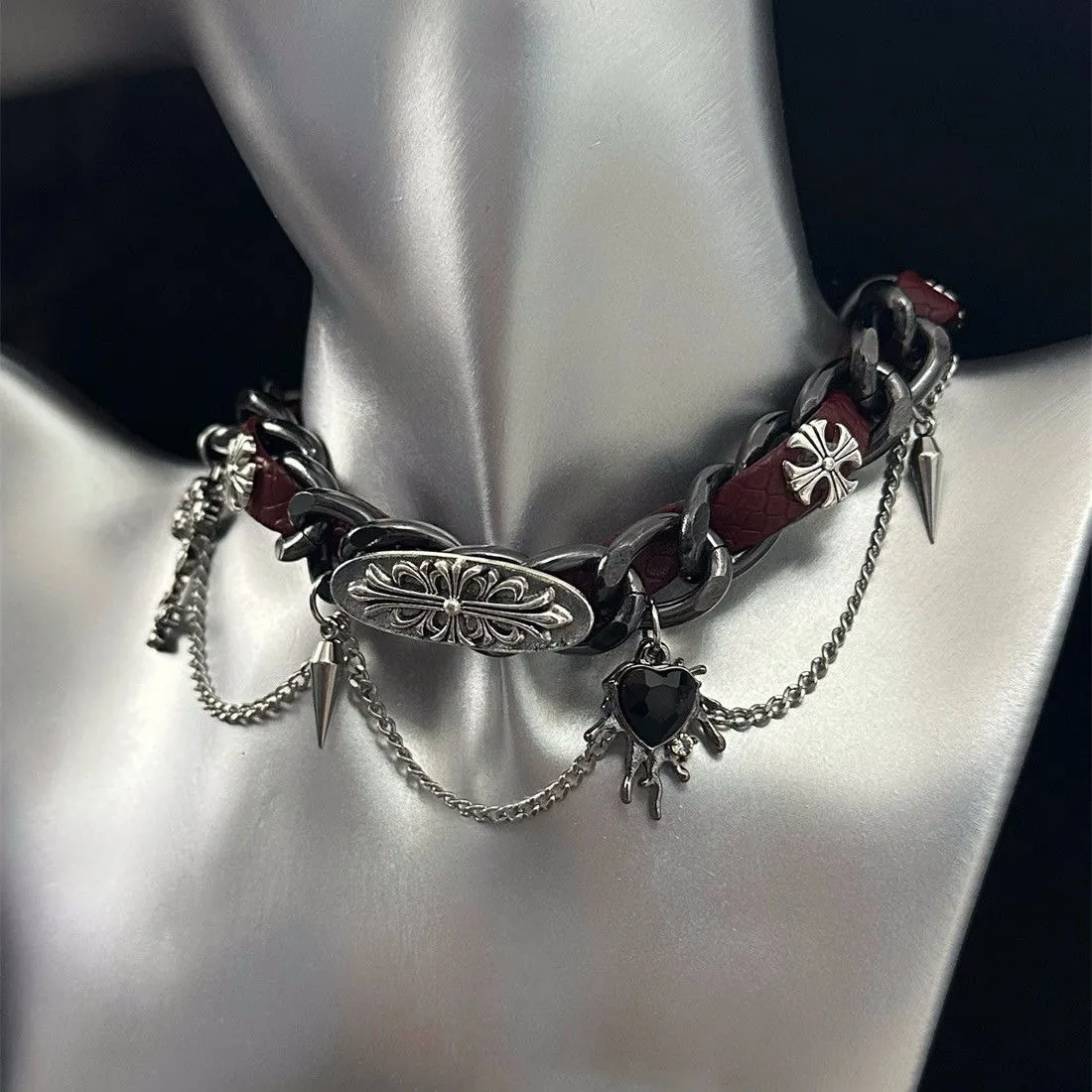 Phantom Layered Leather Choker - Image 3