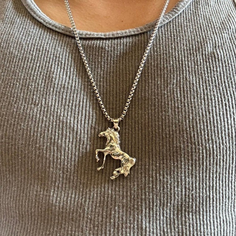 0226 - Silver Horse Pendant Necklace - Image 3