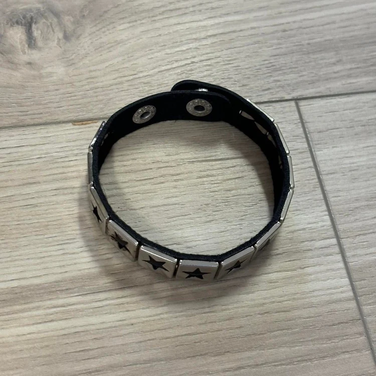 0415 - Star Leather Bracelet (2-row) - Image 3