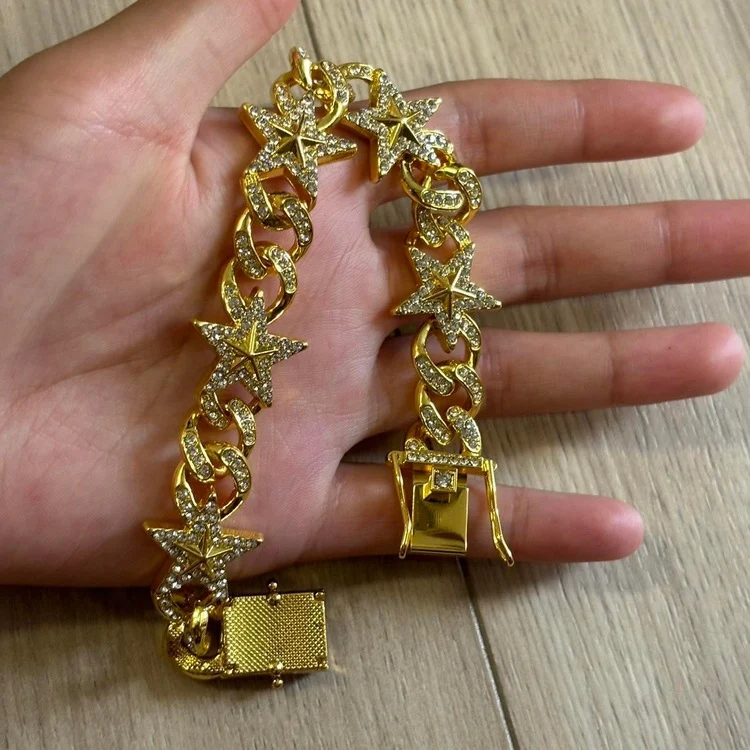 0350 - Gold Crystal Star Bracelet - Image 3